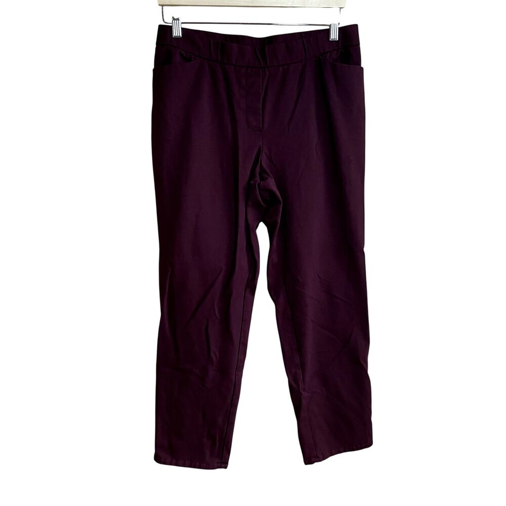 J.Jill ponte slim leg purple plum trousers women's size MP casual pants pockets